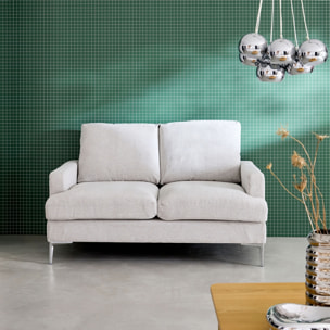 Canapé 2 places en tissu blanc cassé L 143 x P 90 x H 89cm - Hans