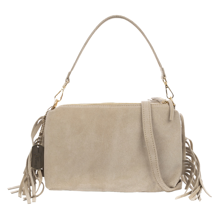 Benedetti Borsa a spalla Donna. Pelle scamosciata autentica.
