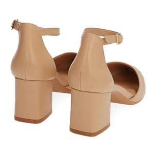 Zapatos de salón nude, tacón de 6 cm