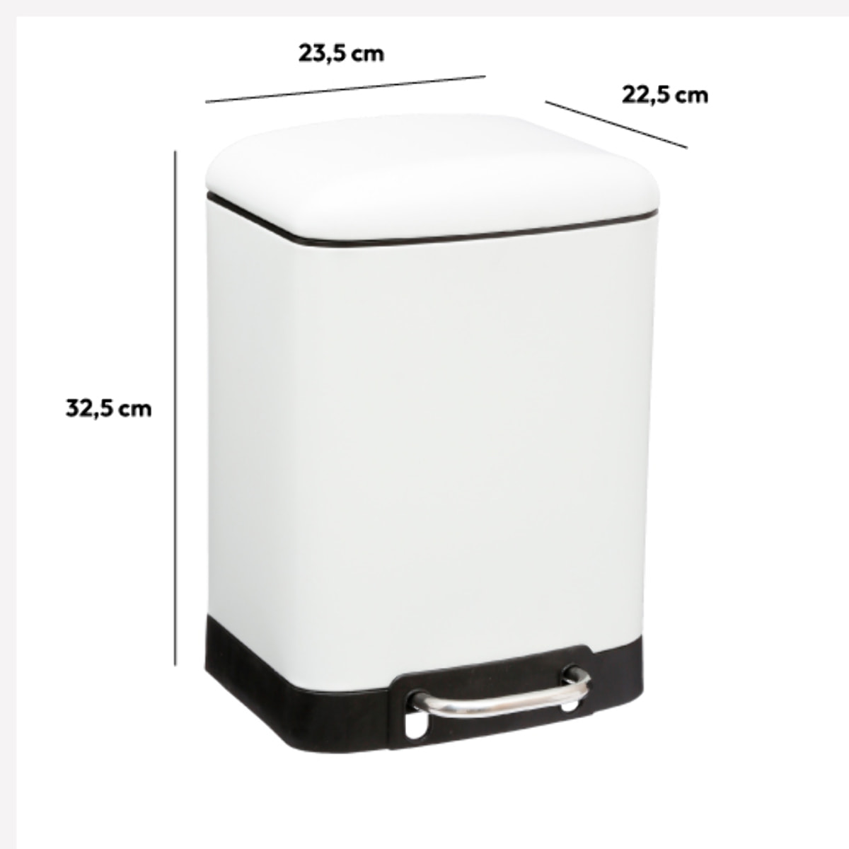 Poubelle à pédale métal 6L Blanc Ariane