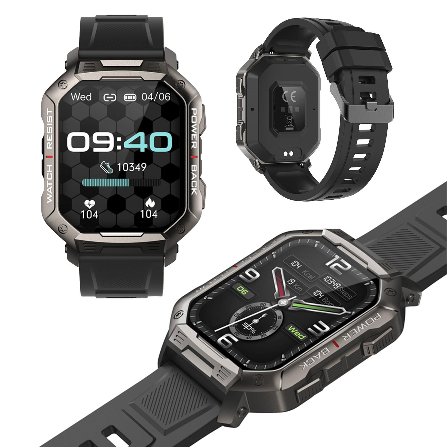 Smartwatch NX3 con modalità sport, frequenza cardiaca, pressione sanguigna e monitor O2. Batteria da 410 mAh.