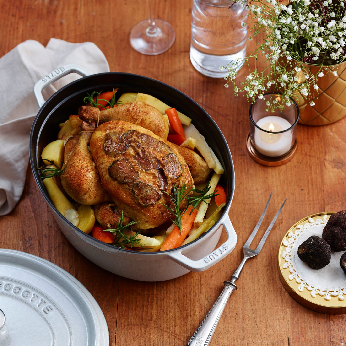 Cocotte ovale 33 cm Truffe blanche