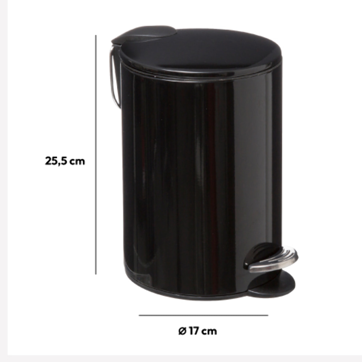 Poubelle métal soft close 3L "Colorama" noir