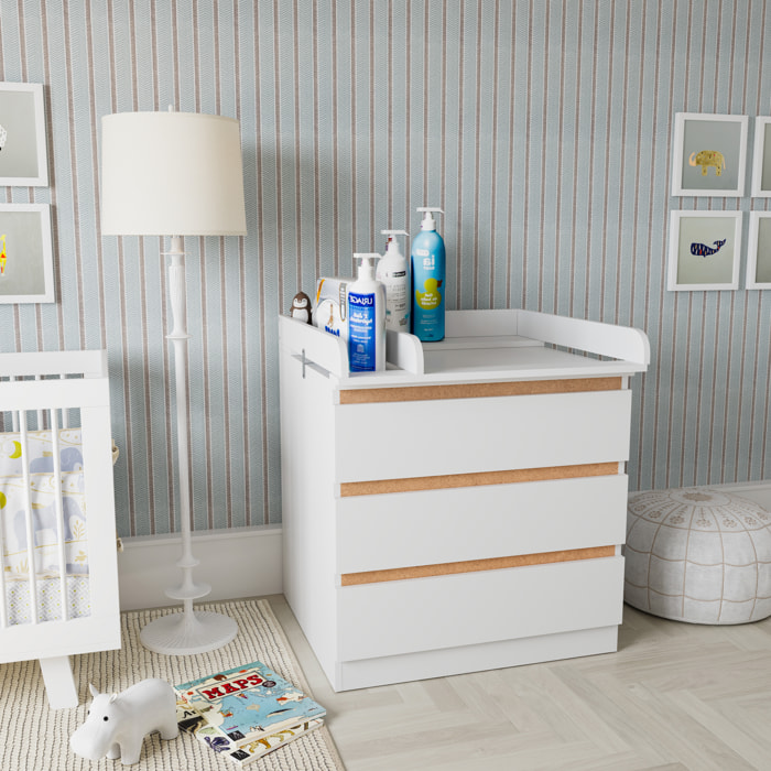 Fasciatoio Universale Per Cassettiera Piano Con Divisorio Rimovibile Angoli Arrotondati Pratico Salvaspazio Fissaggio Sicuro 80x74.5x8.5 Cm Bianco