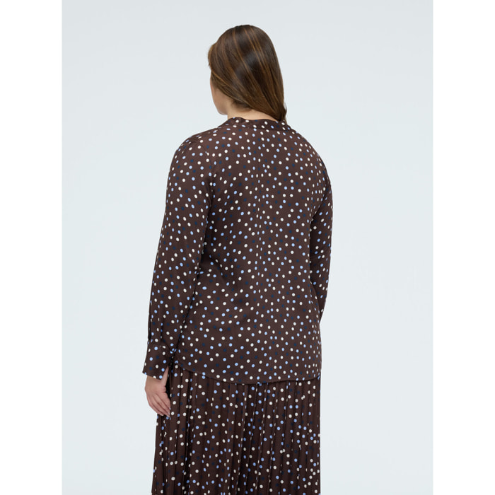 Fiorella Rubino - Blusa a pois in raso di viscosa - Marrone