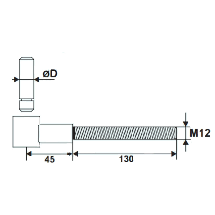 POLYGOND à clips renforcé M12 TORBEL - Noir - Ø16x120mm - 6118B66