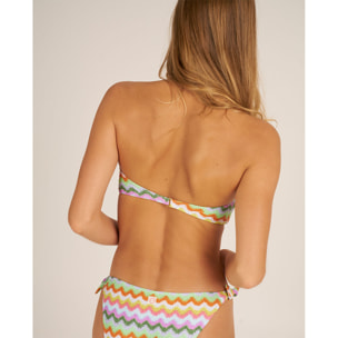 Top de bikini en forma bandeau con aro y estampado zigzag