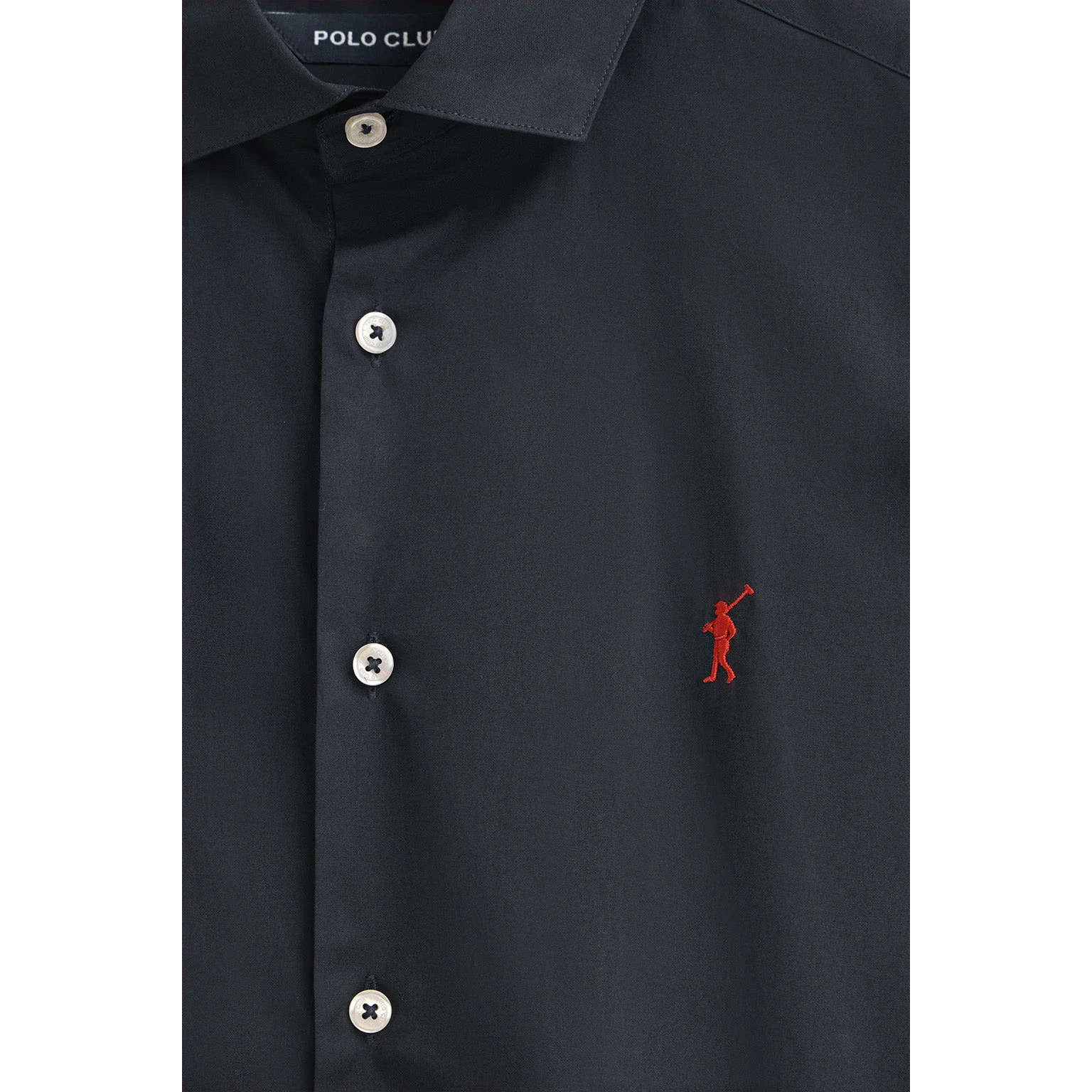 Camisa azul marino de poplin y corte slim con logo Rigby Go