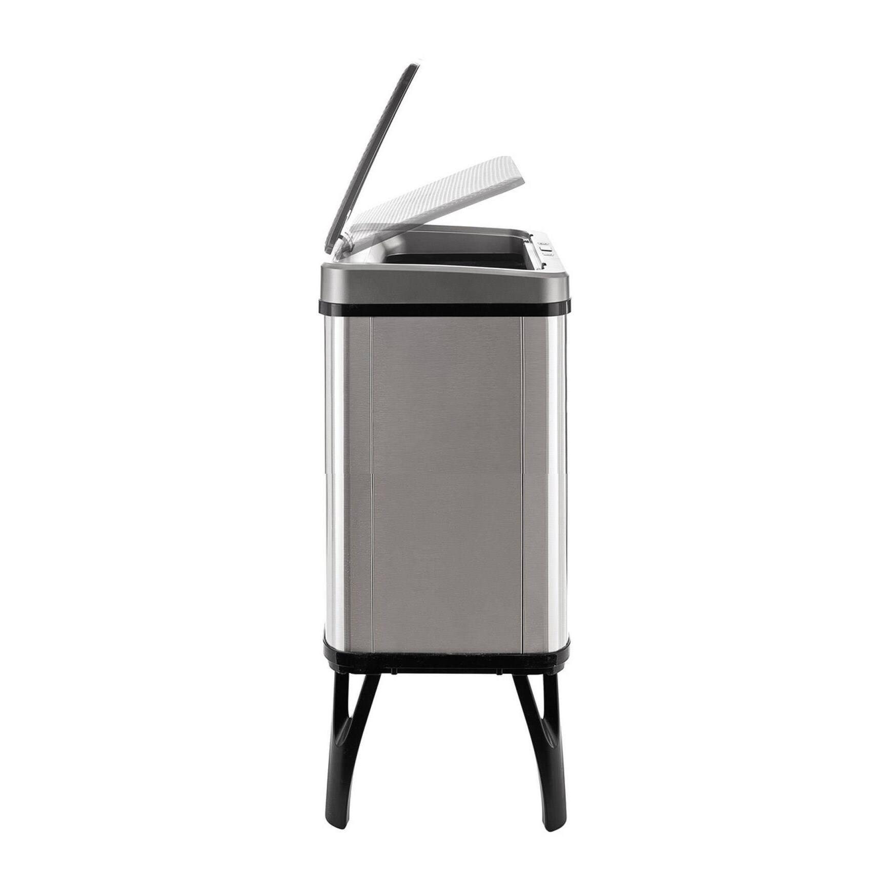 Well home - cubo de basura inteligente para reciclaje con apertura automática y contacto manual 15l+15l 35,5x26x60cm color gris