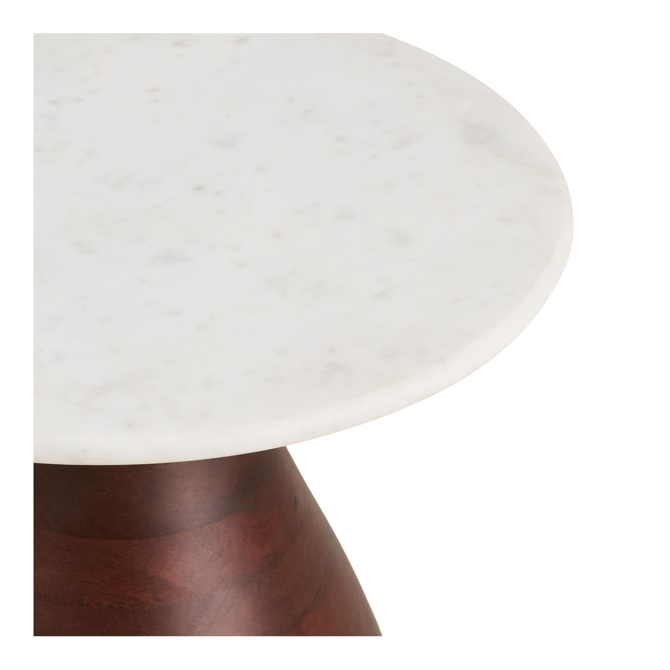 Tavolino d'appoggio Heide in marmo bianco e legno di mango scuro ø40×41 cm