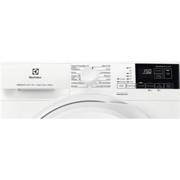 Lave linge séchant hublot ELECTROLUX EW7W4951EB - 9/6 kg - 1600 tr/min - Classe E - Moteur Inverter - Connecté