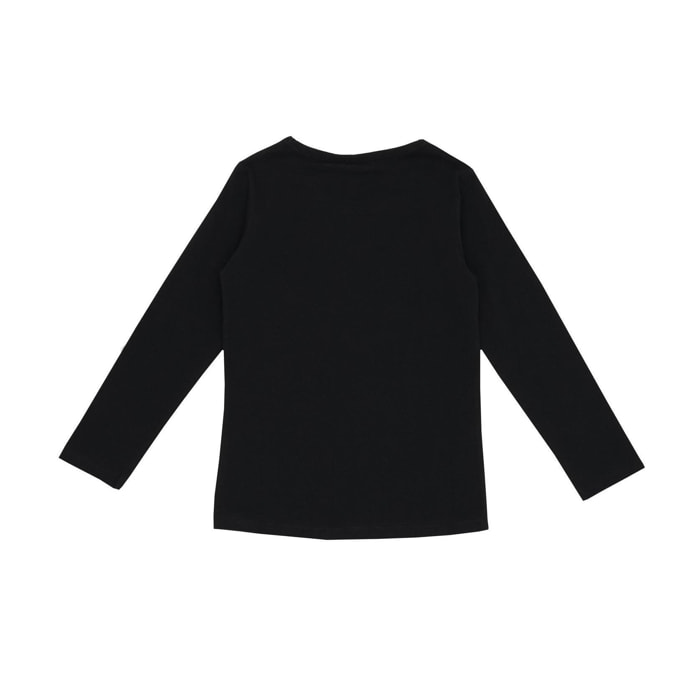 T-shirt Leone bambina con maniche lunghe con stampa allover Black