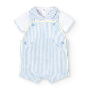 Conjunto combinado bebé niño, estampado rayas, azul claro