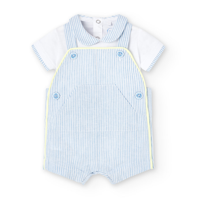 Conjunto combinado bebÃ© niÃ±o, estampado rayas, azul claro