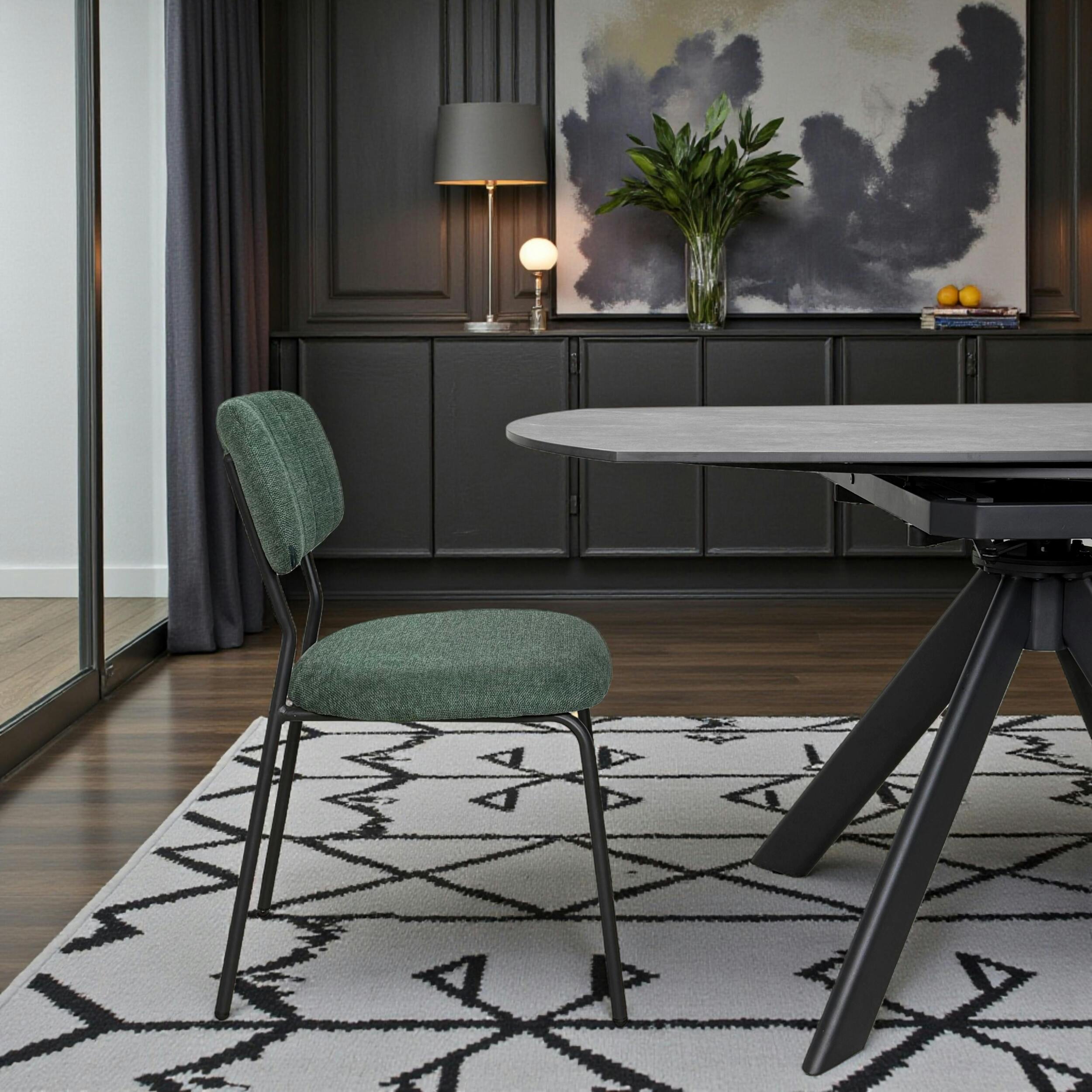 Chaise tissu vert foncé style écolier (lot de 2) MALANG