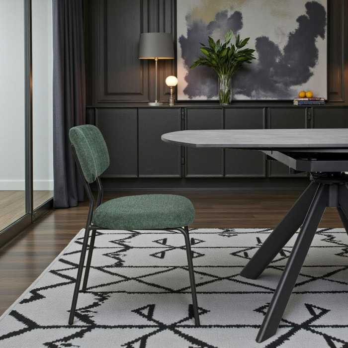 Chaise tissu vert foncé style écolier (lot de 2) MALANG