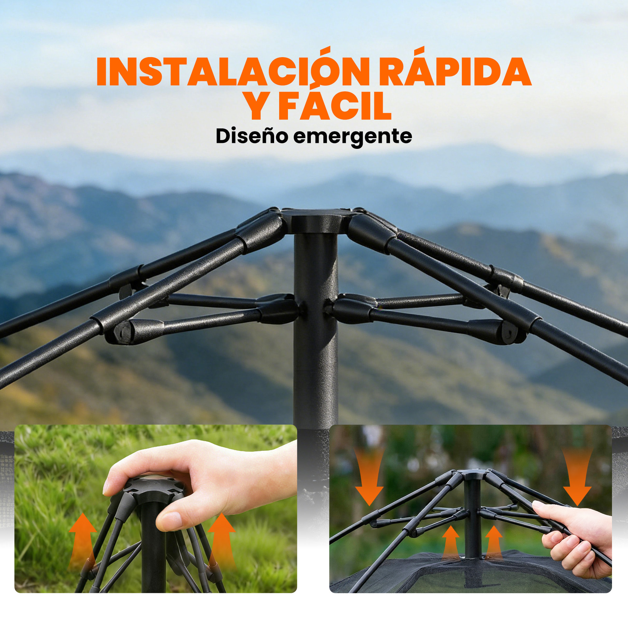 Tienda de Campaña Instantánea, Tienda Pop Up con Ventanas de Malla y Bolsa de Transporte, Impermeable 3000mm y Protección UPF50+, para 3-4 Personas, Caqui