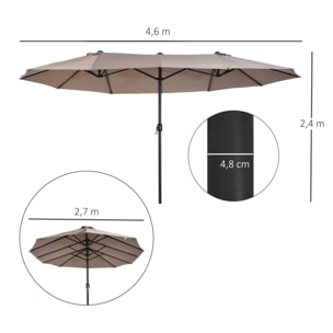 Sombrilla Doble de Tela de Poliéster 4.6x2.7x2.4m Café