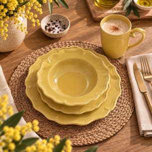Lot de 6 assiettes creuses 23,5cm en grès jaune SIGNATURE