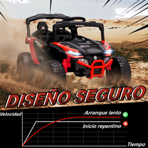 Coche Eléctrico para Niños 12V, Coche de Batería UTV con 2 Motores, Control Remoto 2,4G, 3-5 km/h, Suspensión Trasera, Faros, Música, para Niños de 3-5 Años, Rojo