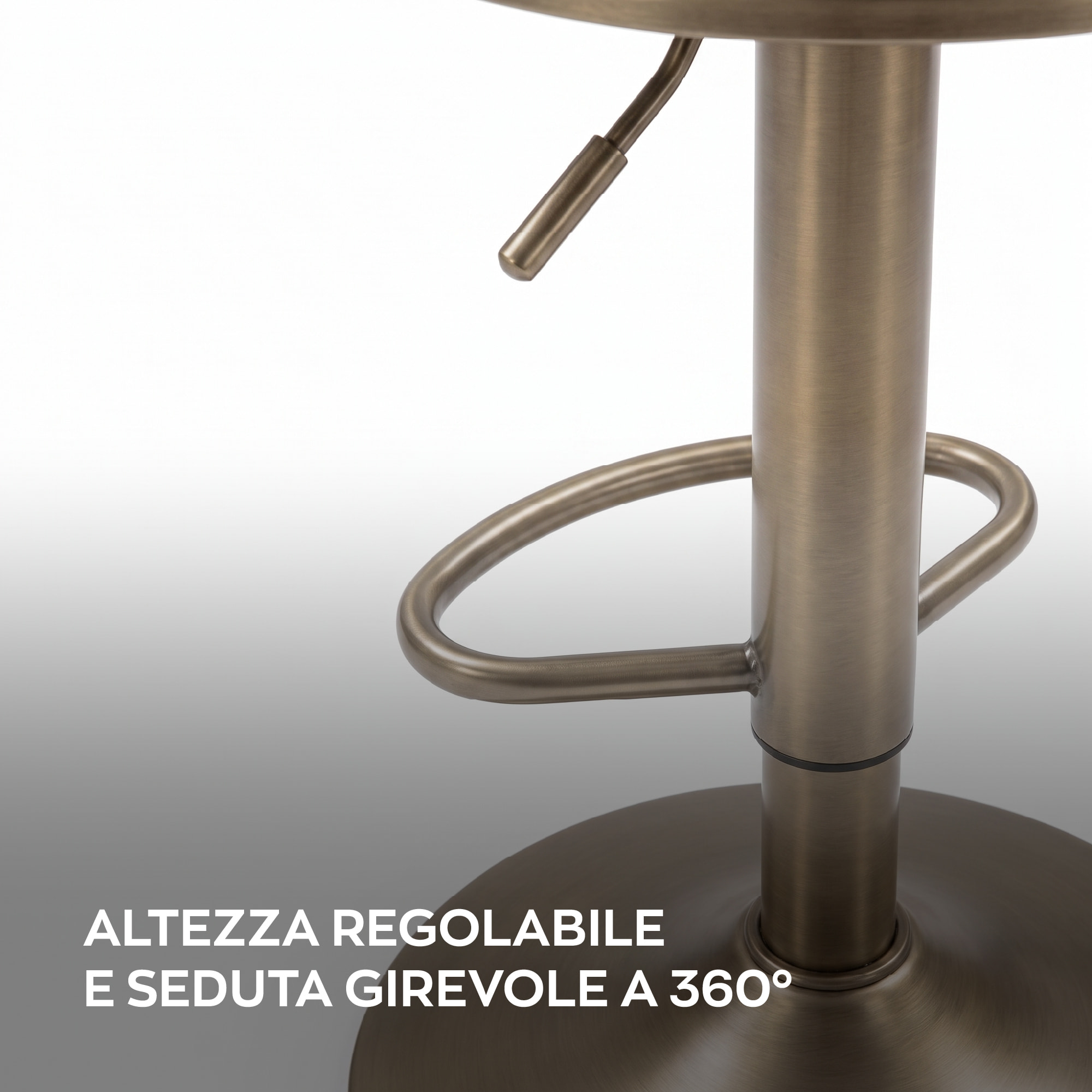 Kin - Sgabello Bar Industrial Chic 42x85x33,5 cm Seduta Girevole con Altezza Regolabile in Metallo Marrone
