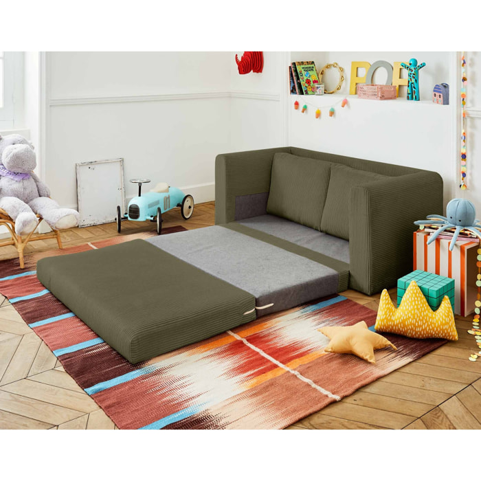 Marilia - canapé 2 places - convertible déplimousse - en velours côtelé - Vert