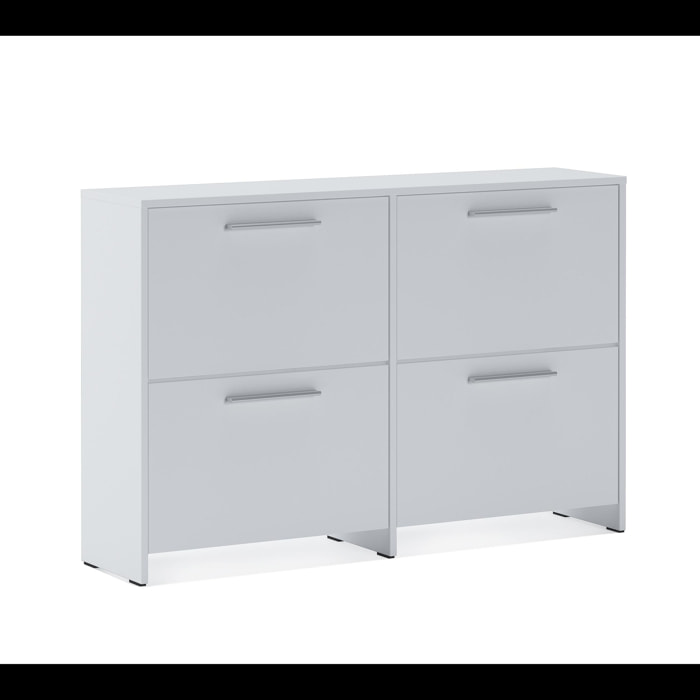 Scarpiera salvaspazio 4 Ante A Ribalta Moderna Maniglie In Alluminio Mobile Ingresso Slim Salvaspazio Scarpe Portascarpe Bassa 79.4x120x28 Cm Bianco