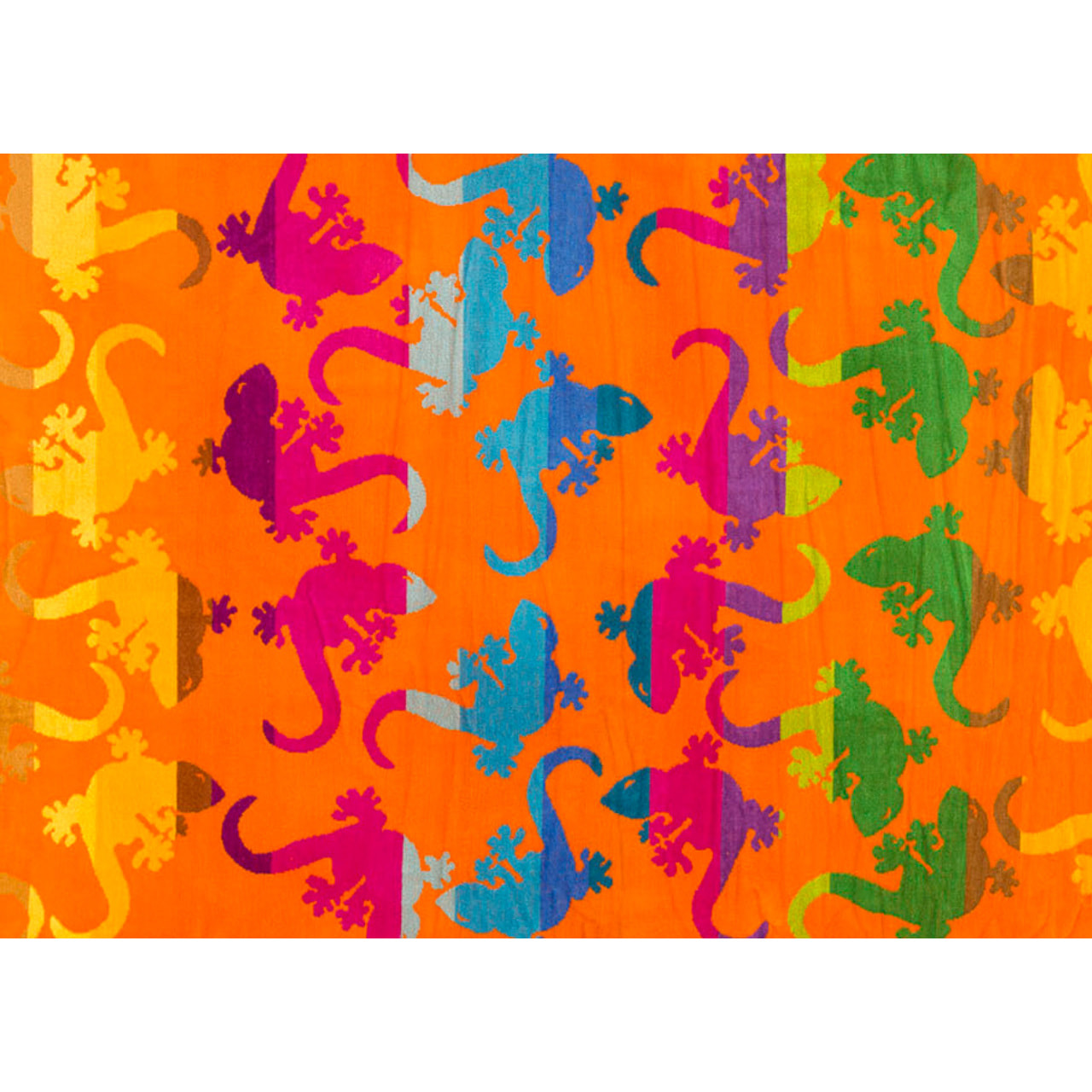 Telo Mare Spugna Jacquard Spiaggia Disegno Fantasy Geko