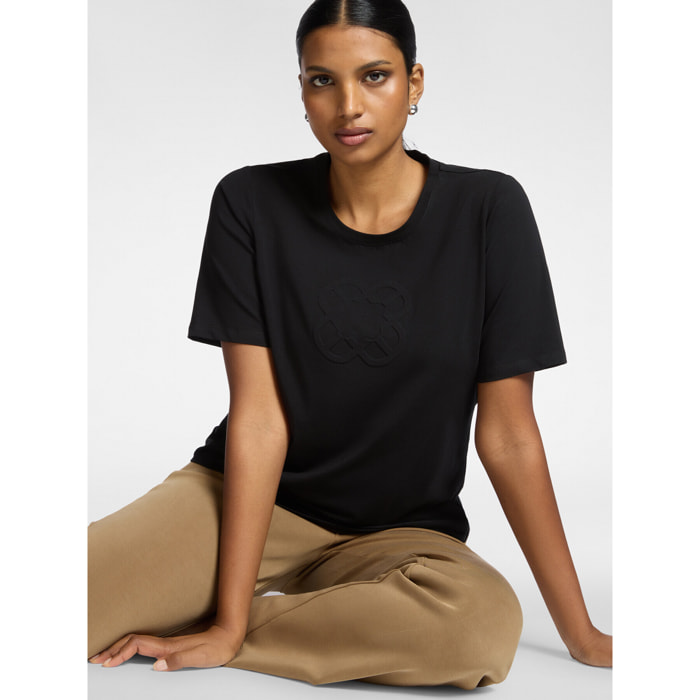 Elena Mirò - Camiseta de algodón con logo Monogram - Negro