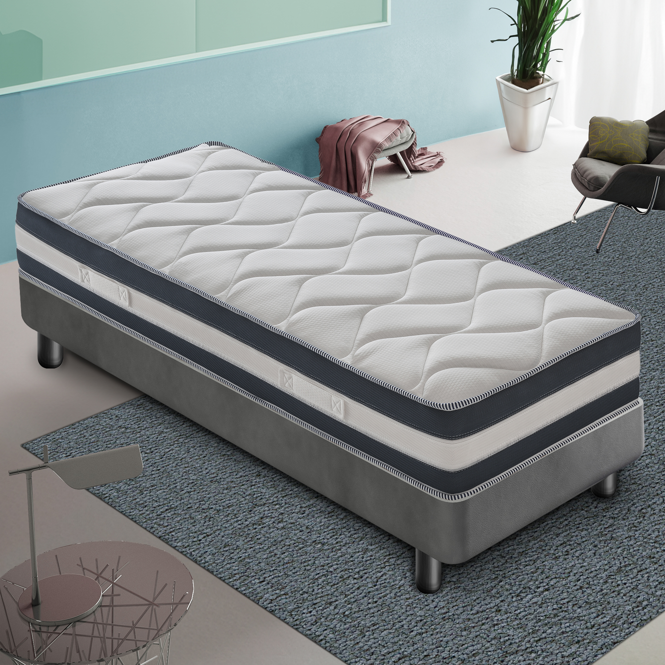 Materasso 70x200 in Memory Foam - Altezza 26 cm - 9 Zone di comfort - Memory Gel Rinfrescante