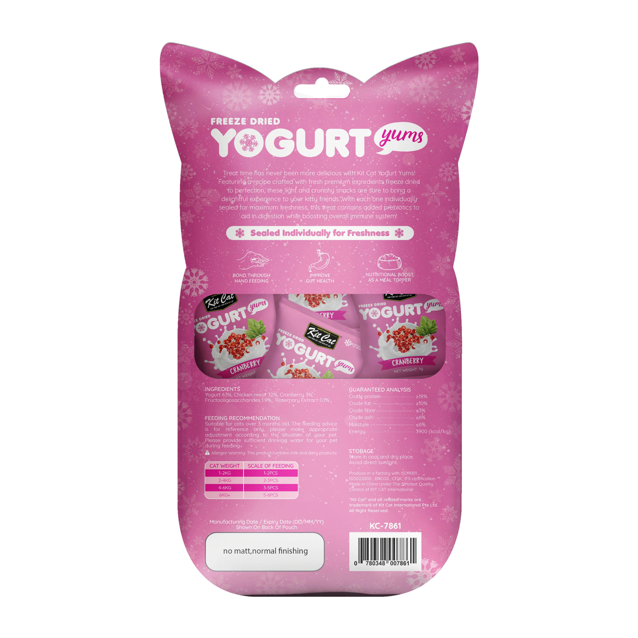 Kit Cat Yogurt Yums Liofilizado Arándano Rojo 10g (10 unidades)