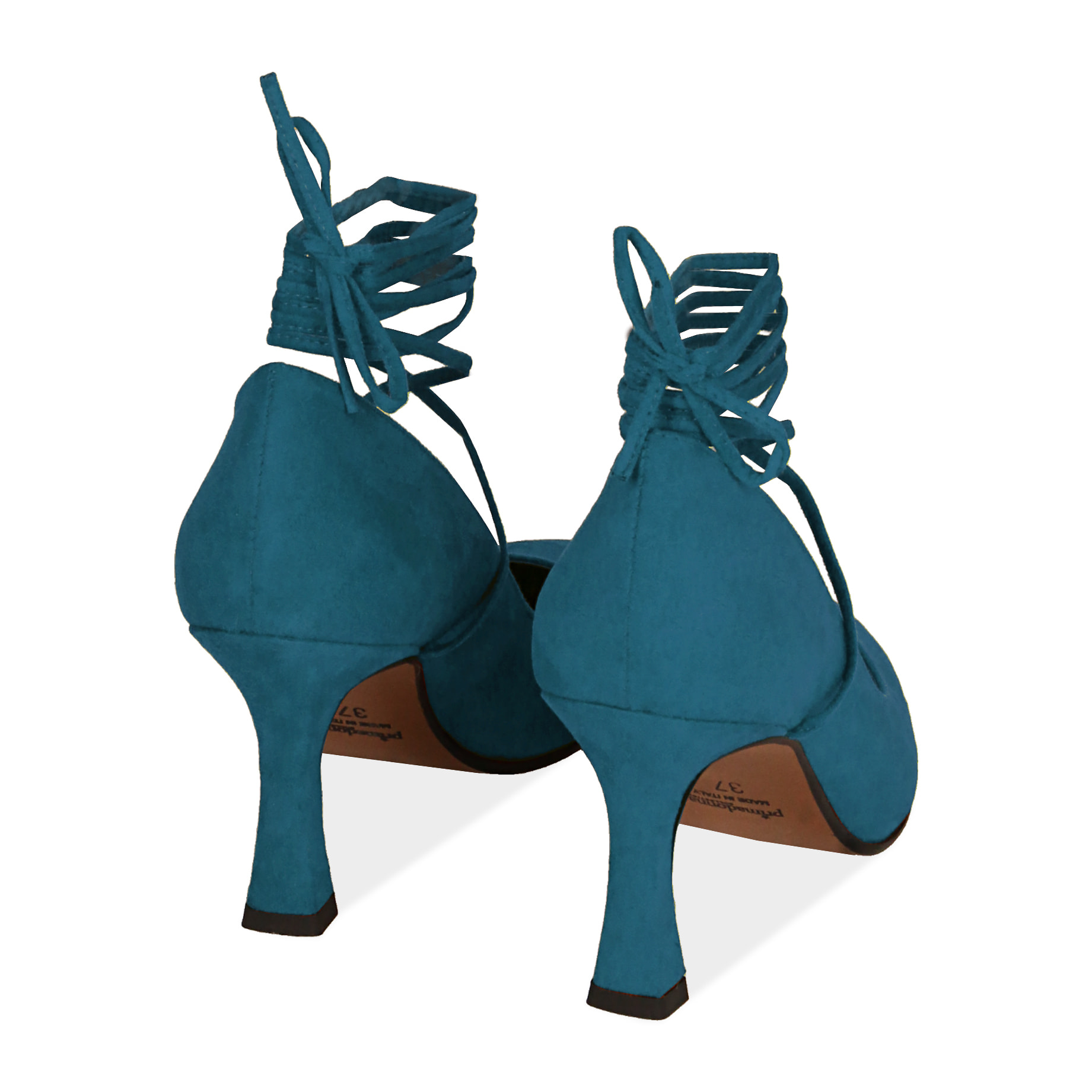 Zapato de tacón con cordones color petróleo, tacón 8 cm