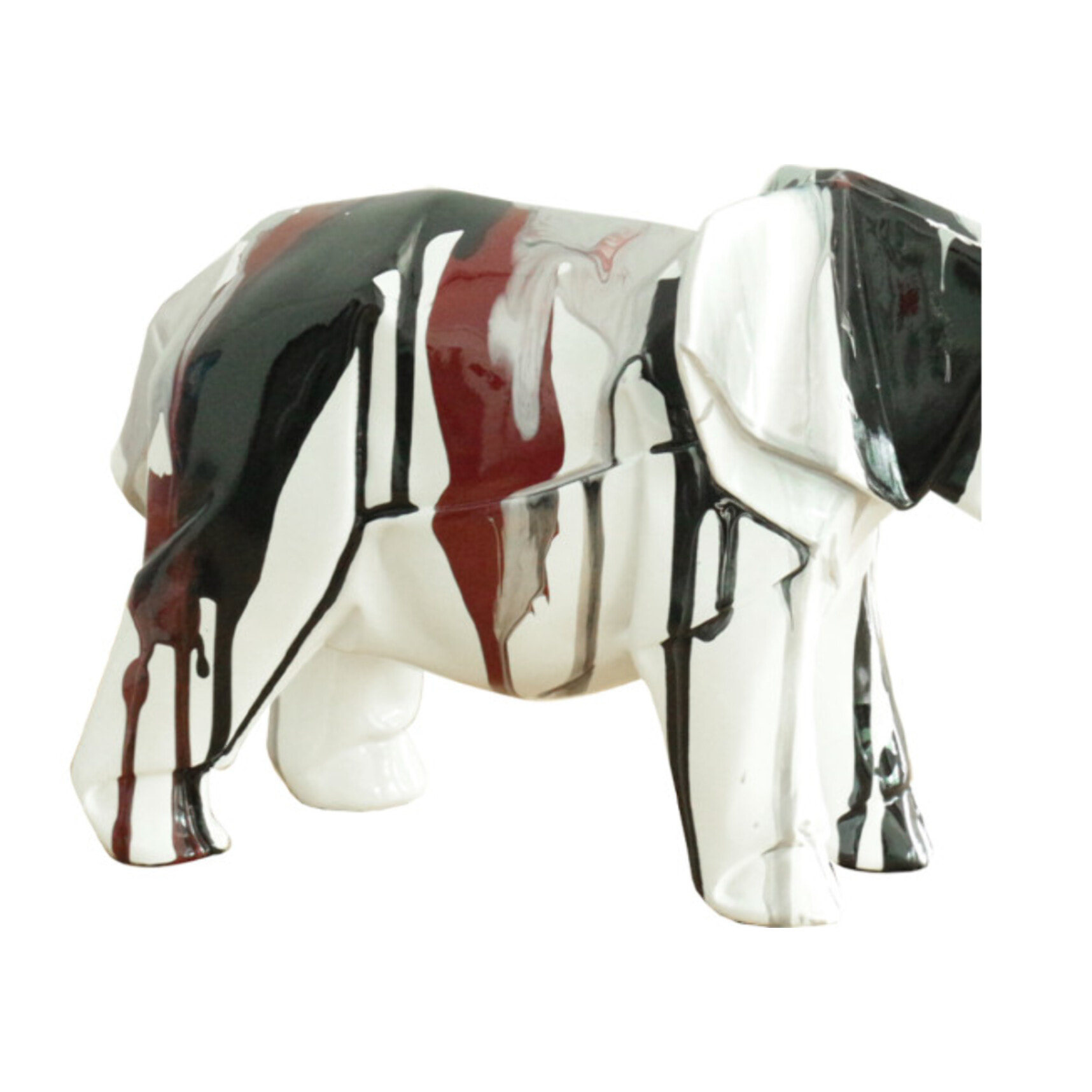 Statuette éléphant en résine noir, argenté, marron H21cm - ELEPH 4