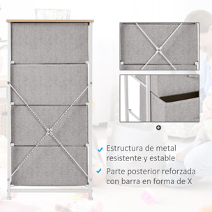 Cajonera Organizador con 4 Cajones 45x30x92cm Multicolor