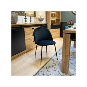 Chaise de repas tissu velours dossier capitonné pieds métal – CLEA 2
