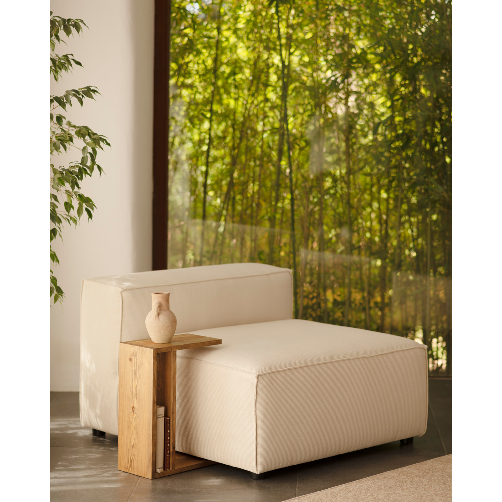 Fauteuil en velours côtelé couleur blanc de 110x90cm Hauteur: 70 Longueur: 110 Largeur: 90
