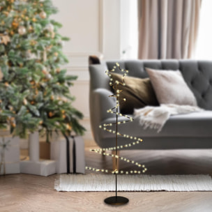 árbol navideño decorativo de metal negro con estrella con 46 luces led y temporizador 24x10x53cm