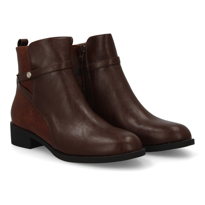 Botin mujer plano, estampado liso.