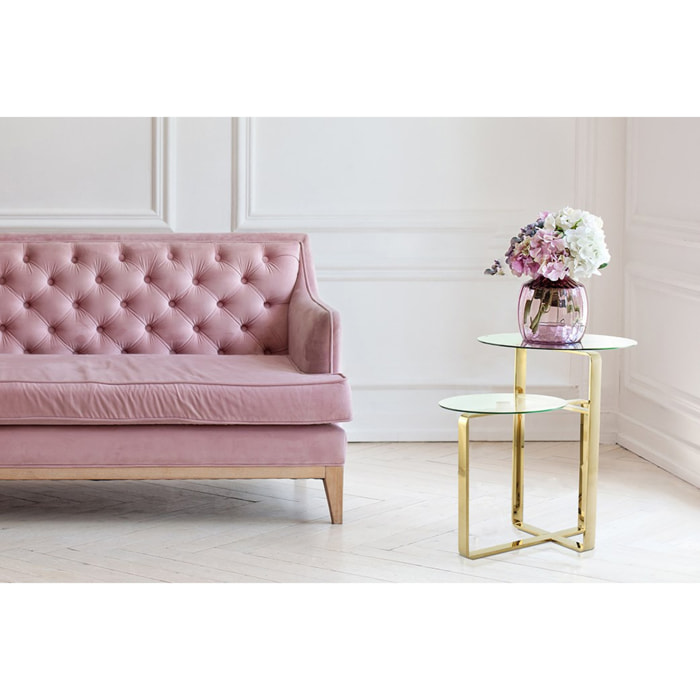 Tavolino da salotto Katris 100 Gold in acciaio e vetro