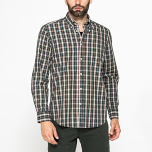CAMICIA FANTASIA TINTO FILO CON COLLO BUTTON-DOWN