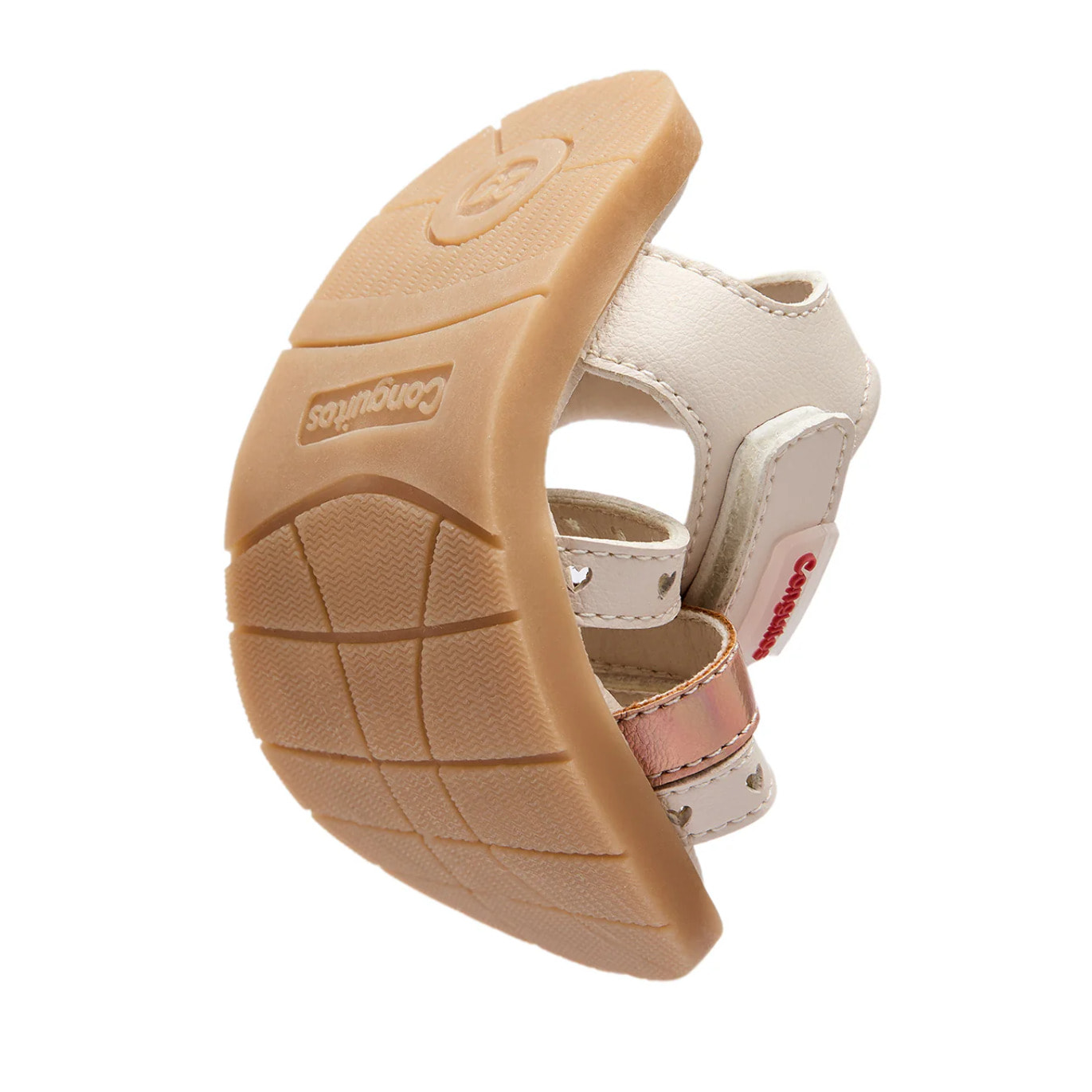 Sandalias Abiertas de Niña Respetuosas Goflex con Detalles de Corazones en Beige