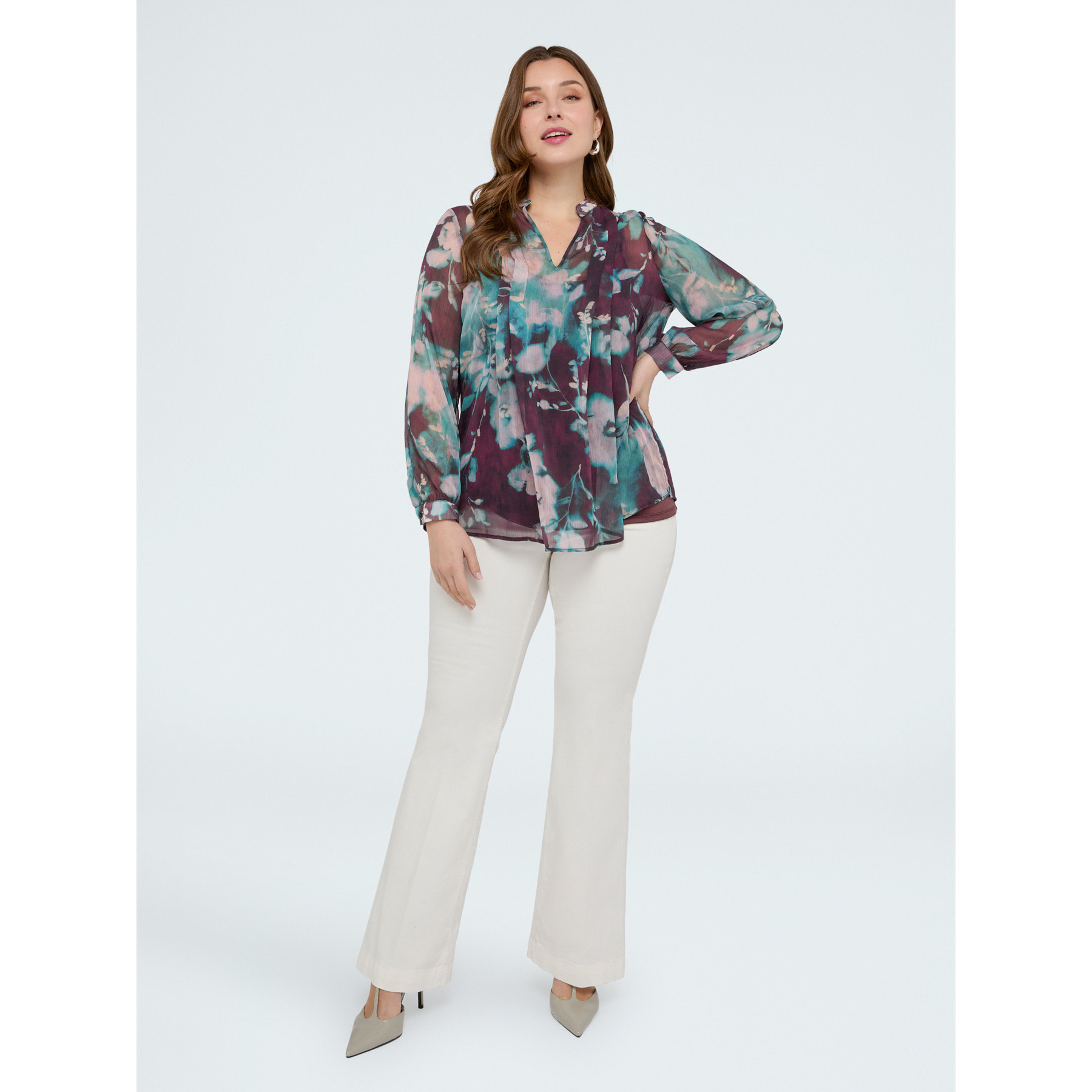 Fiorella Rubino - Blusa estampado floral en crepón - Burgundy