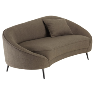 LEOPOLD - Canapé 3 p. tissu bouclette taupe dossier incurvé pieds métal