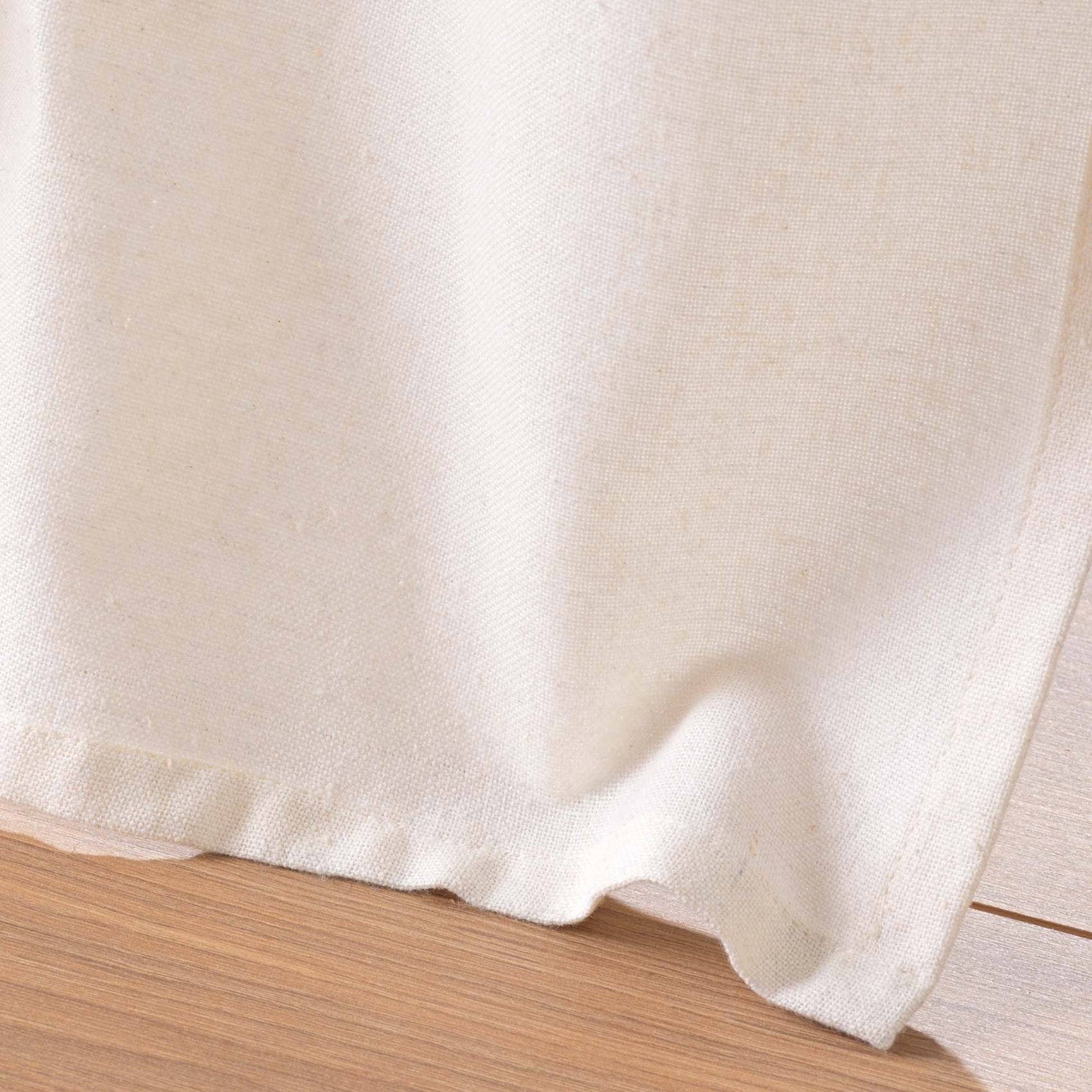 Rideau à œillets en poly-coton et jute avec bande structurée - Naturel