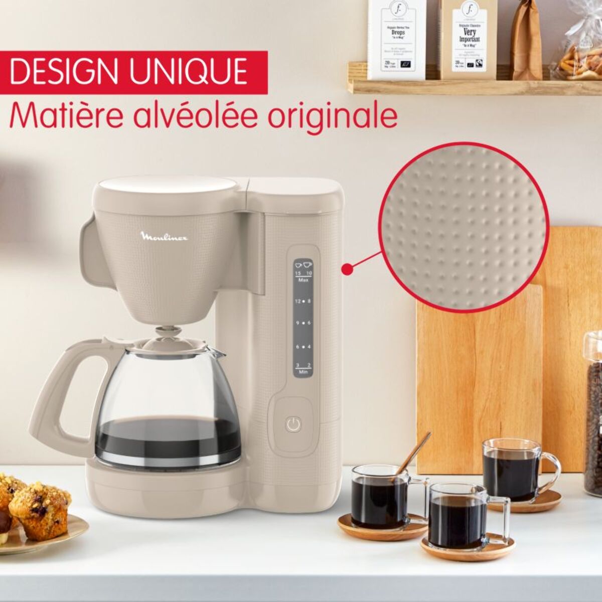 Cafetière filtre MOULINEX FG2M0B10 morning grise