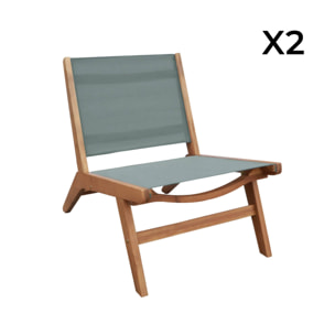 Fauteuil relax bois d'acacia et textilène (lot de 2) MADERA