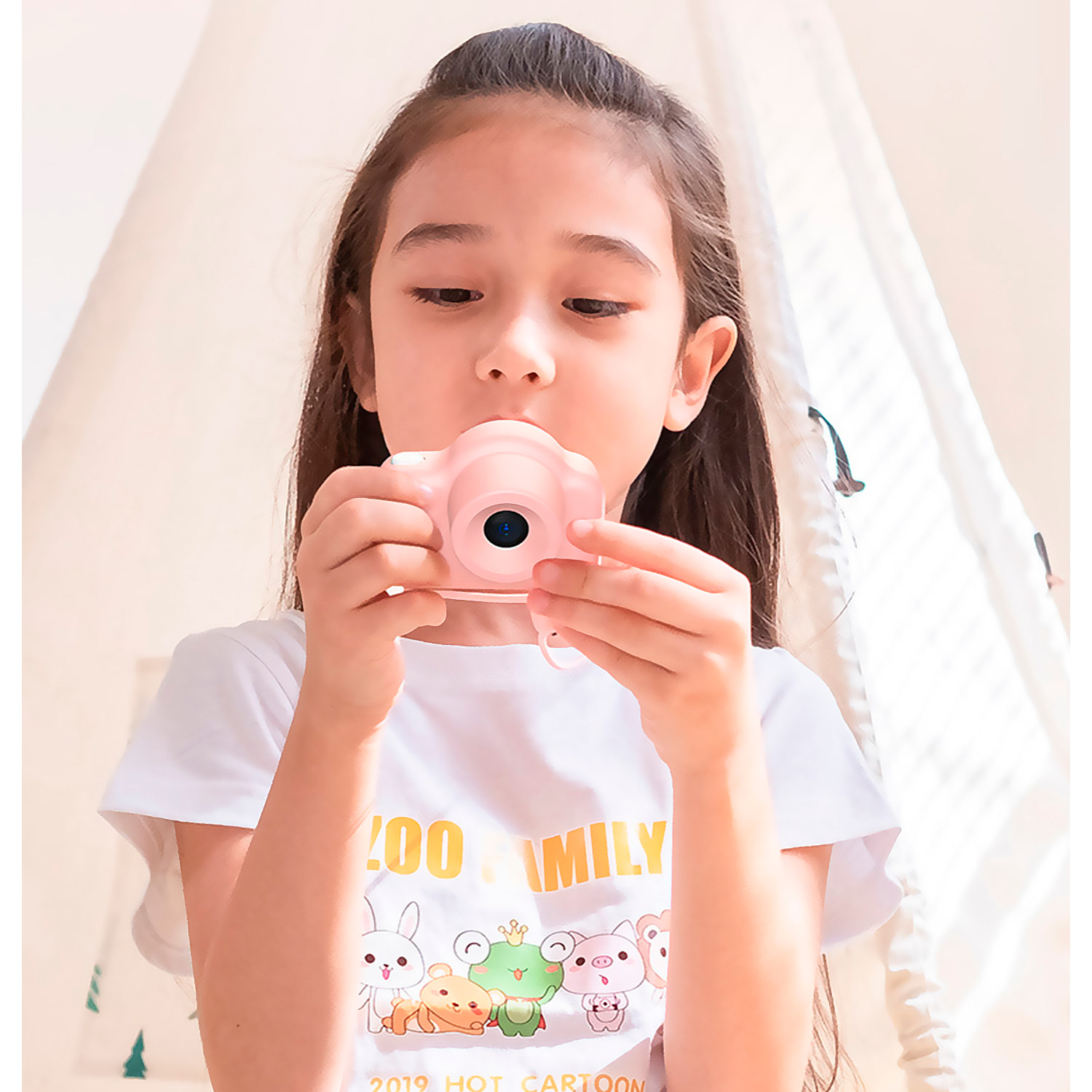 Fotocamera e videocamera per bambini A1. Progettazione di pecore. 20mpx e video HD. Fotocamera posteriore per selfie.