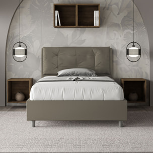Letto una piazza e mezza senza rete imbottito 120x190 similpelle cappuccino Annalisa Large