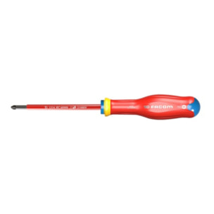 Tournevis Protwist isolé 1000 Volts pour vis cruciforme Pozidriv PZ 1x100 - FACOM - ATD1X100VE