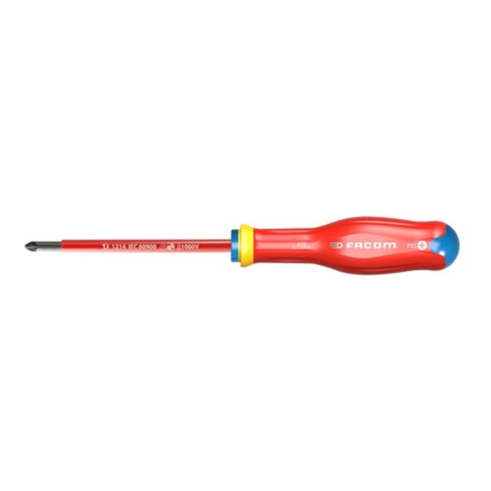 Tournevis Protwist isolé 1000 Volts pour vis cruciforme Pozidriv PZ 1x100 - FACOM - ATD1X100VE